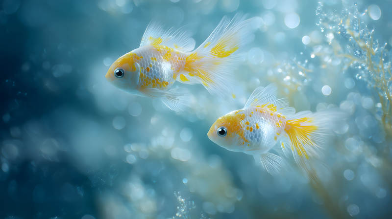 金鱼水中游动美景-图片