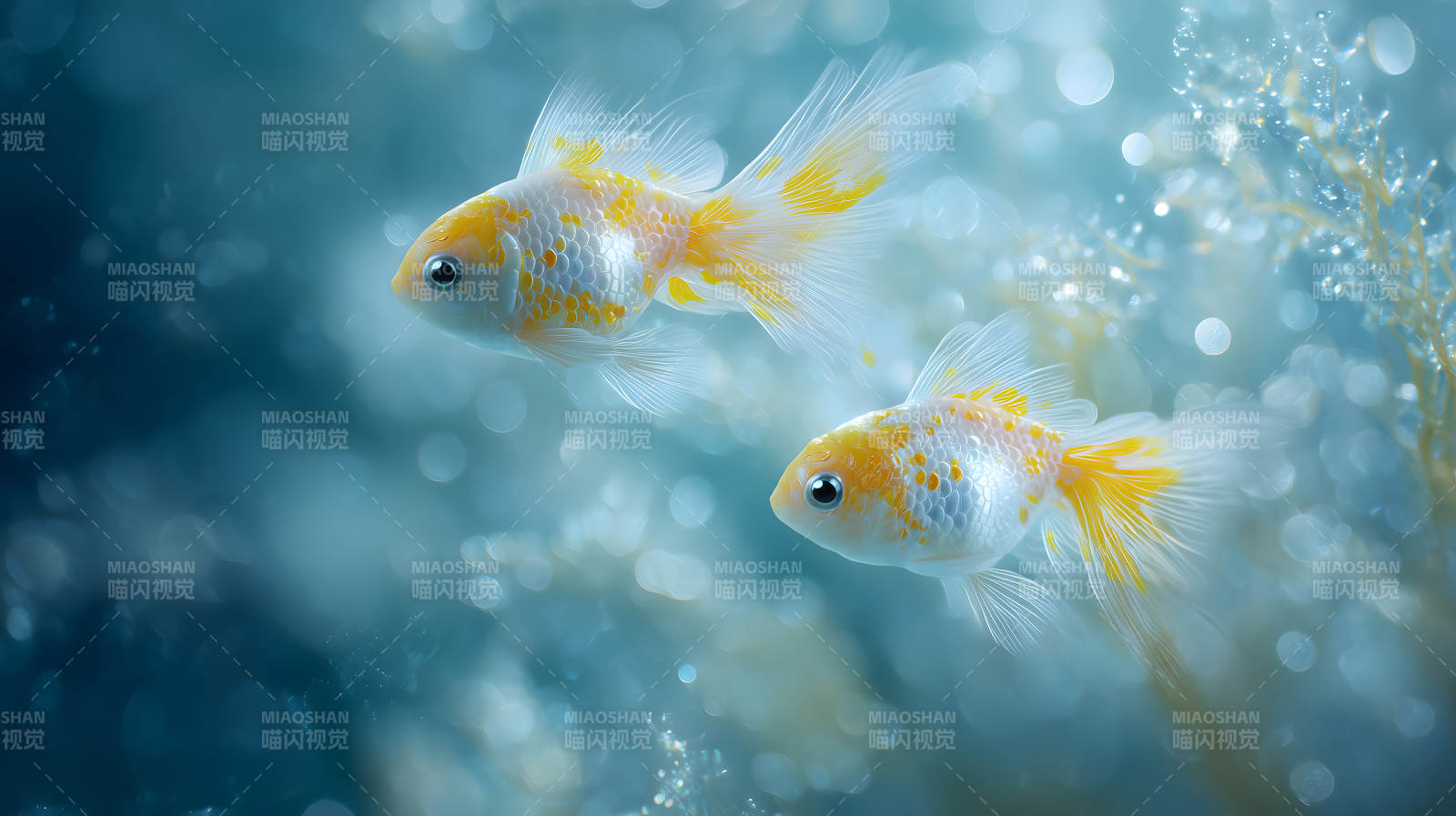 金鱼水中游动美景-图片