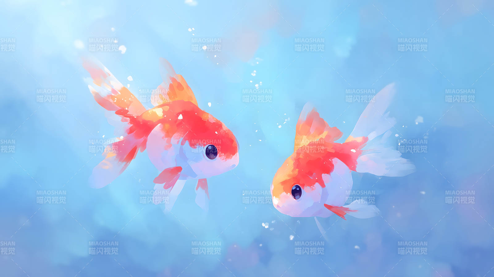 金魚悠游碧波-圖片