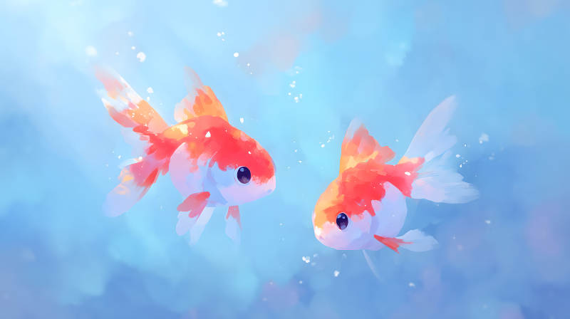 金魚悠游碧波-圖片