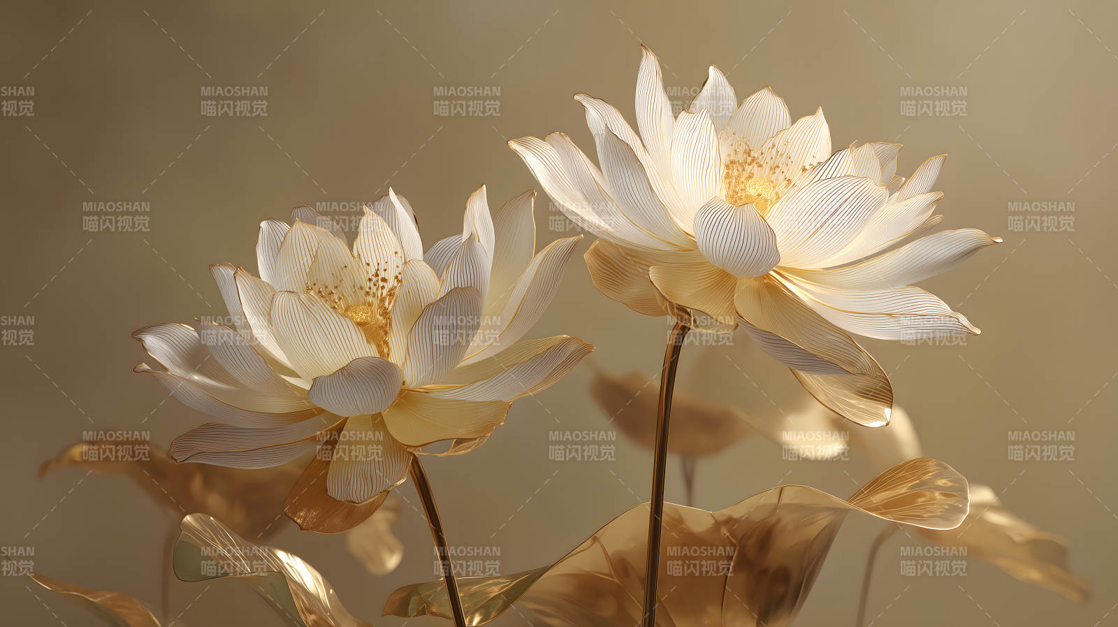 金色莲花绽放唯美意境-图片