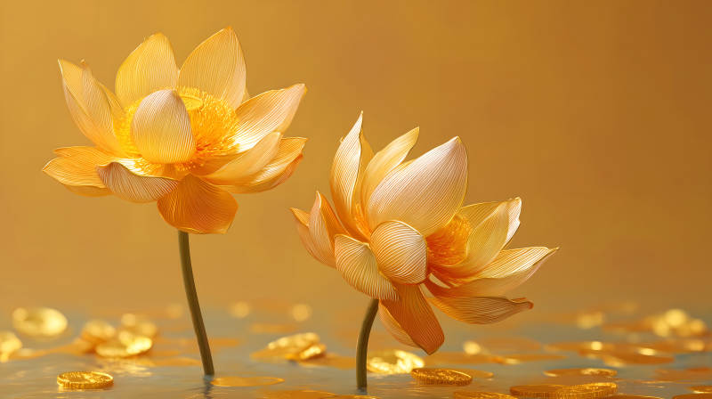 金色莲花绽放-图片