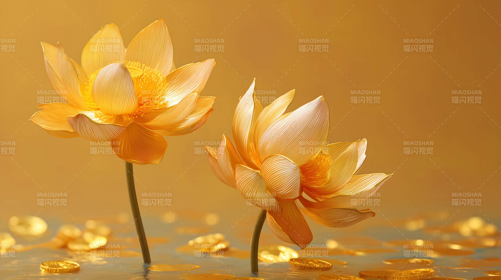 金色莲花绽放-图片