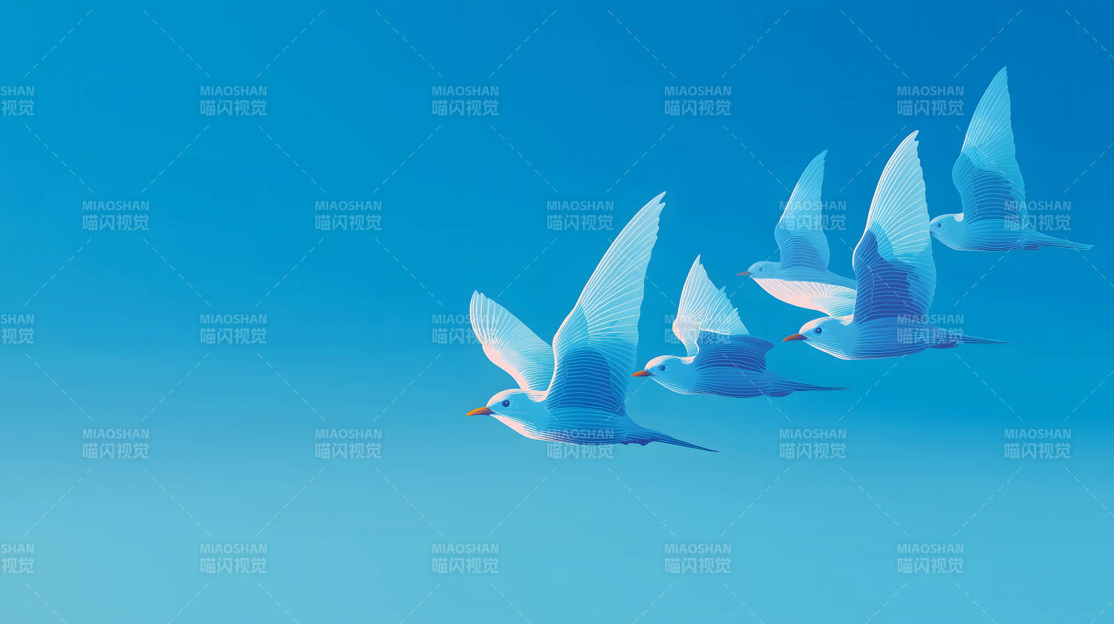 蓝天白鸟翱翔天空-图片