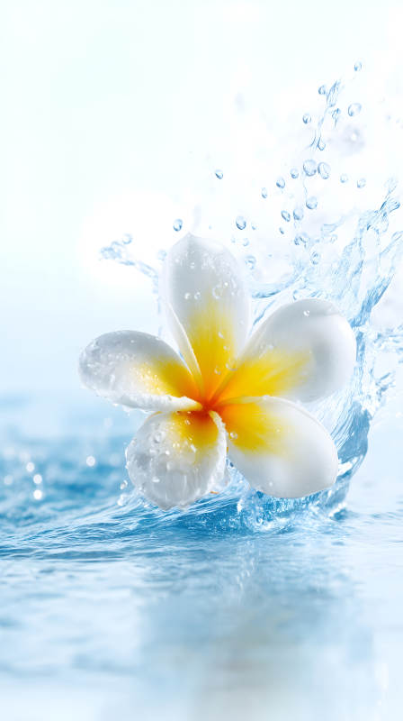 水中绽放的鸡蛋花-图片