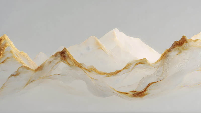 金光闪耀的抽象山景-图片