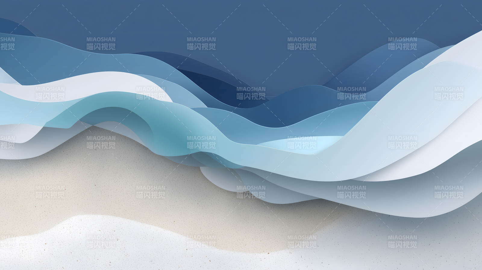 纸艺海浪与沙滩-图片