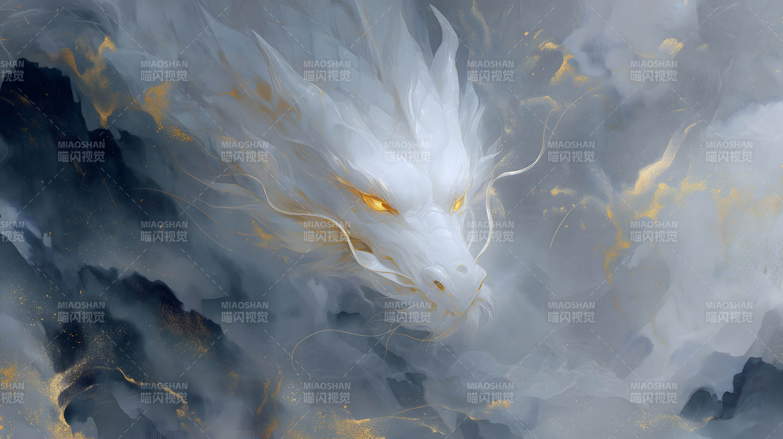 白龍騰云金光閃耀-圖片