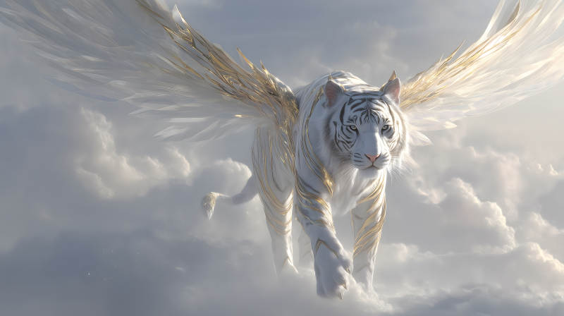 白虎飞翔云端之上-图片