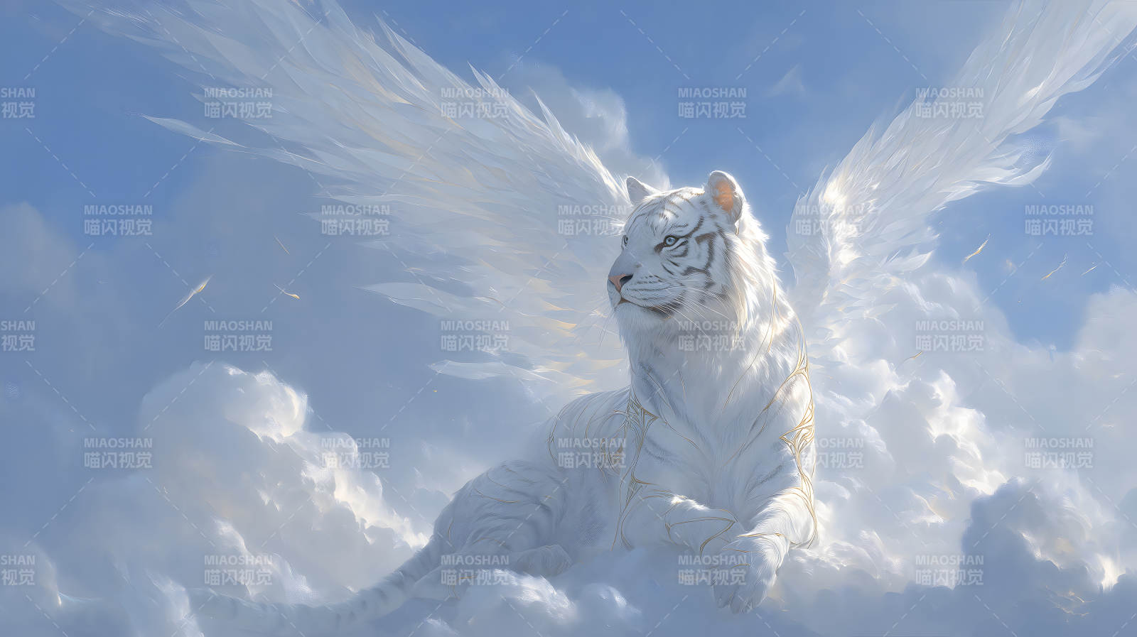 天使白虎翱翔云端-图片