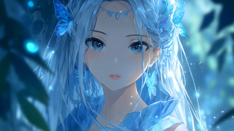 蓝色精灵少女唯美头像-图片