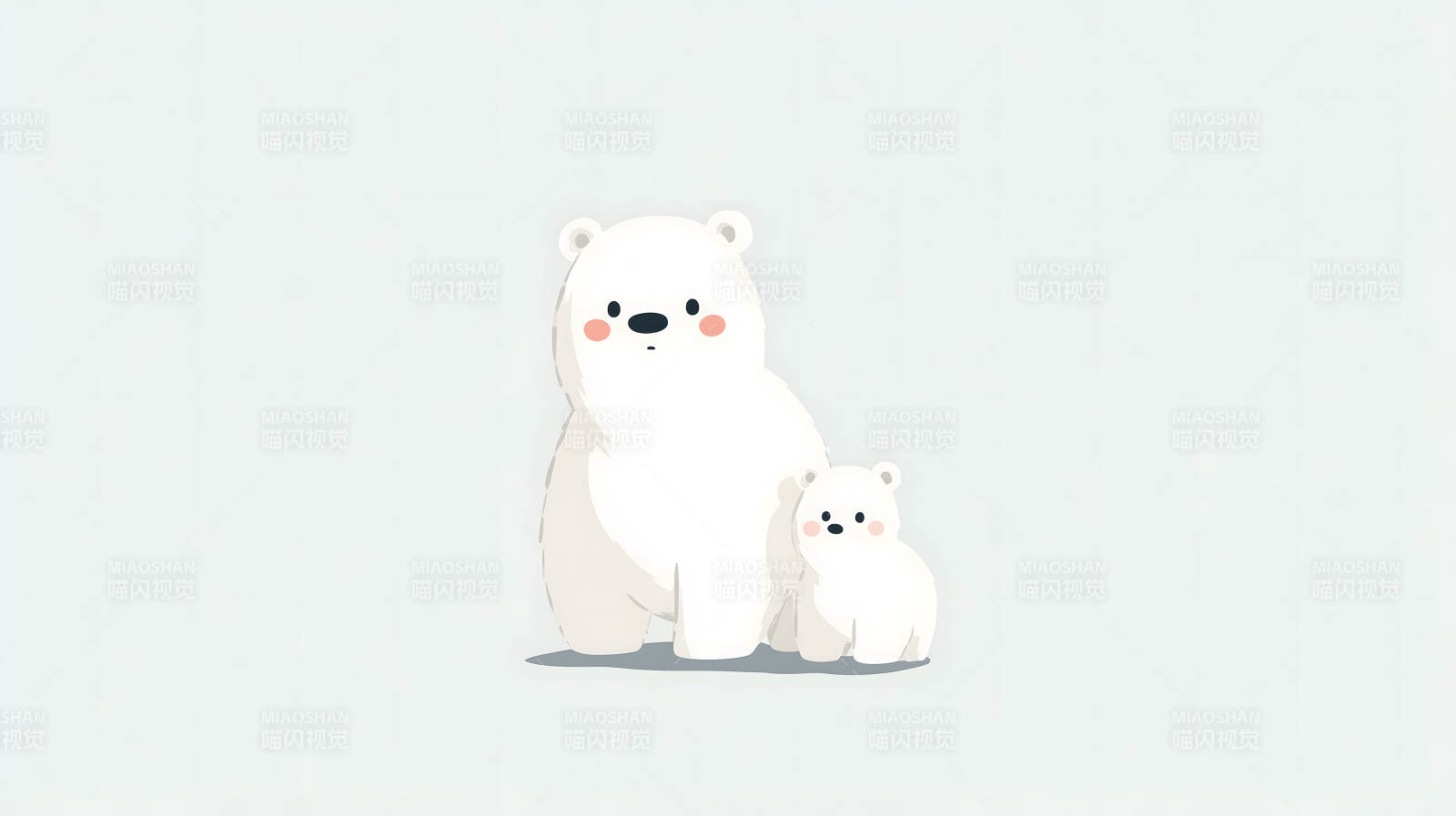 北極熊母子萌萌噠-圖片