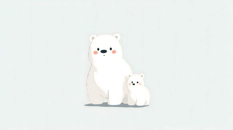 北極熊母子萌萌噠-圖片