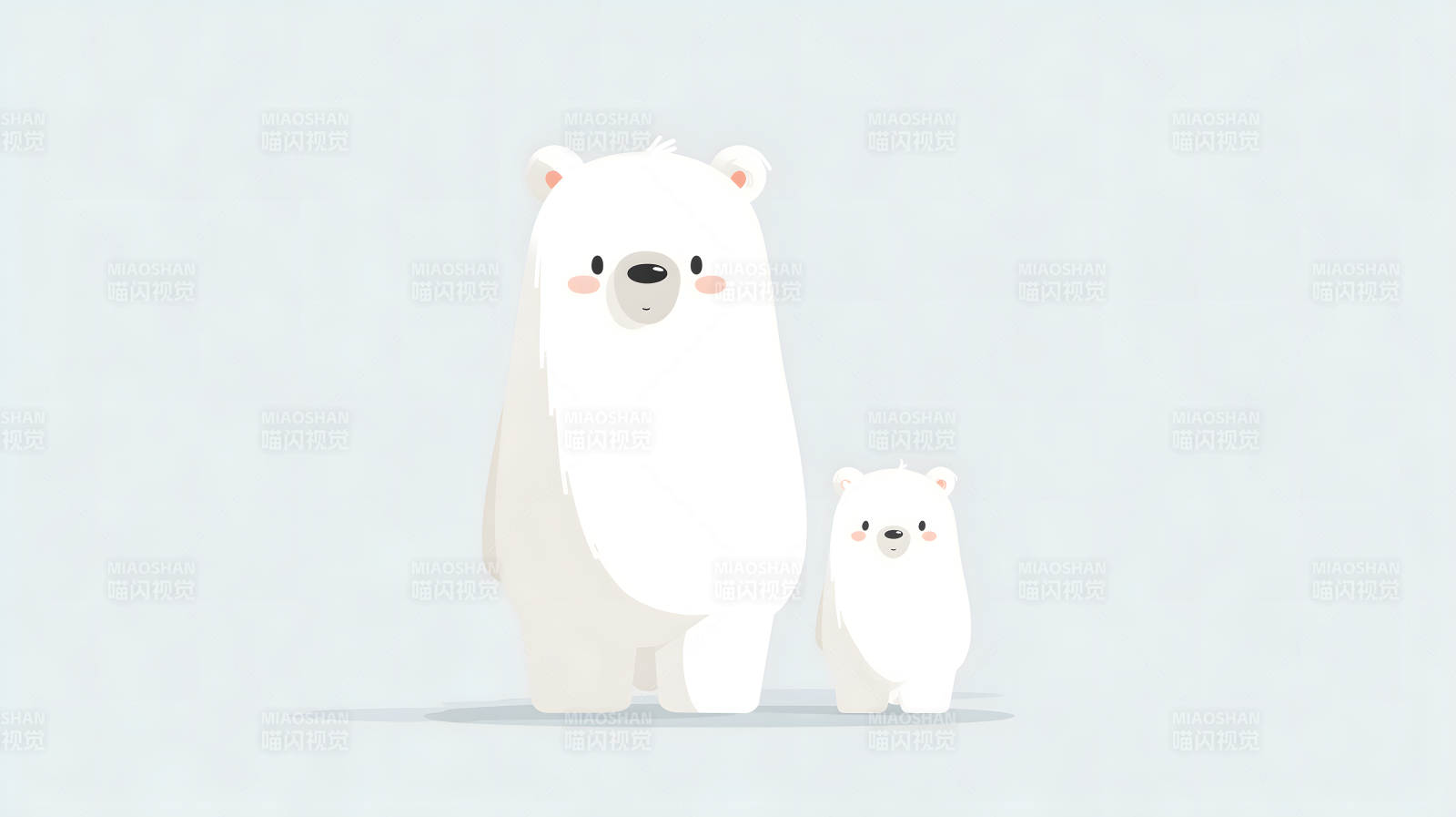 两只北极熊温馨可爱-图片