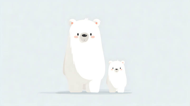 两只北极熊温馨可爱-图片