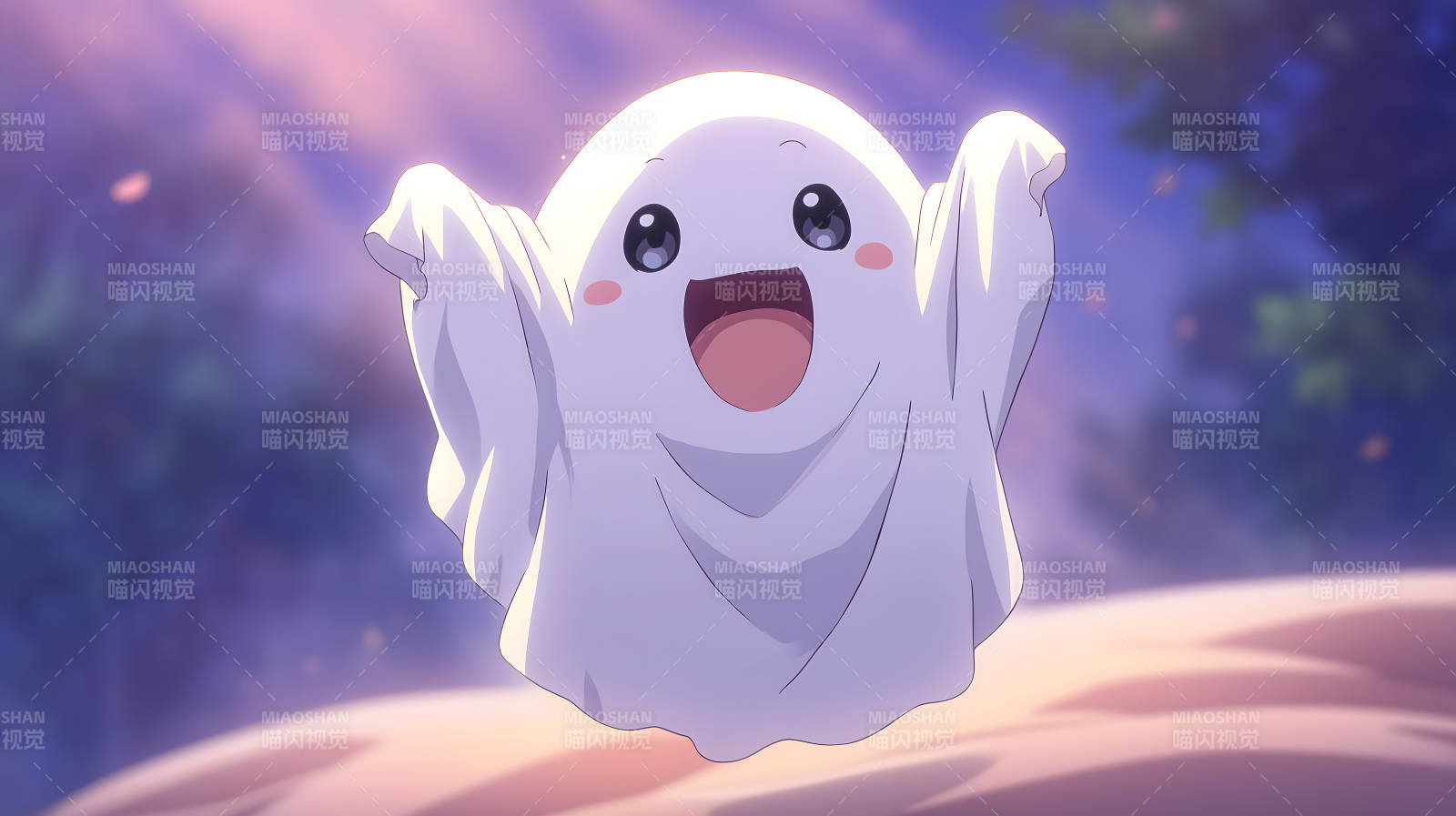 可愛小幽靈歡快飛舞-圖片