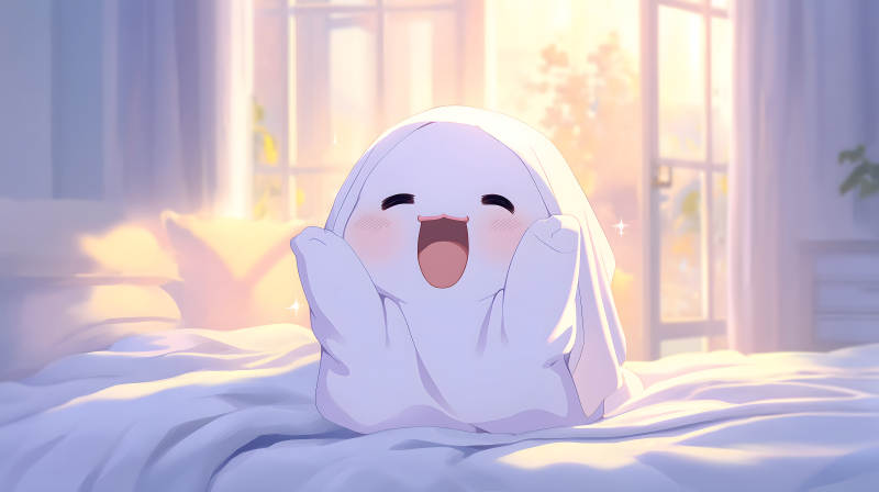 可爱小幽灵在床上-图片