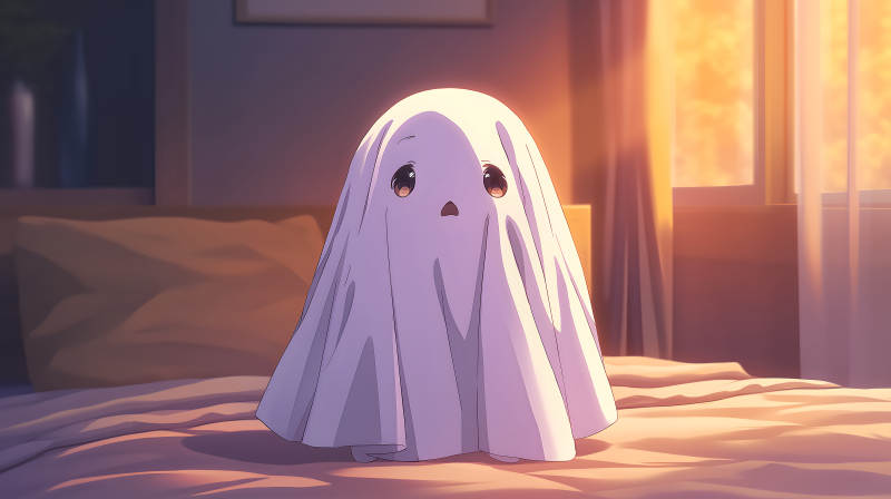 可爱小幽灵在床上-图片