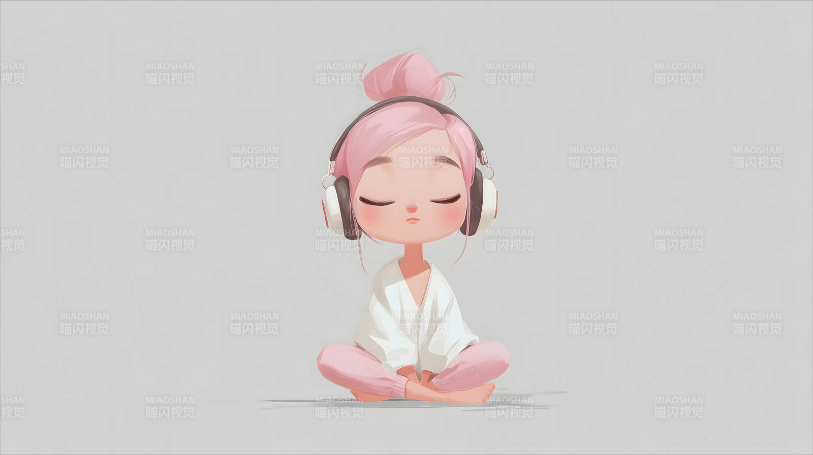 听歌冥想女孩图片