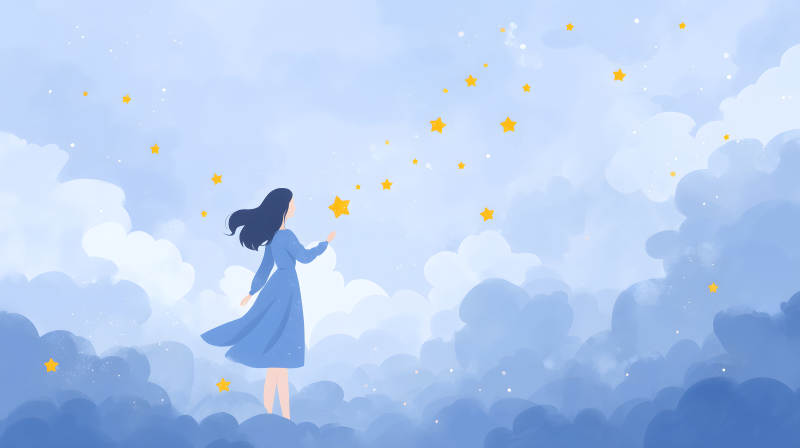 女孩摘星空-图片