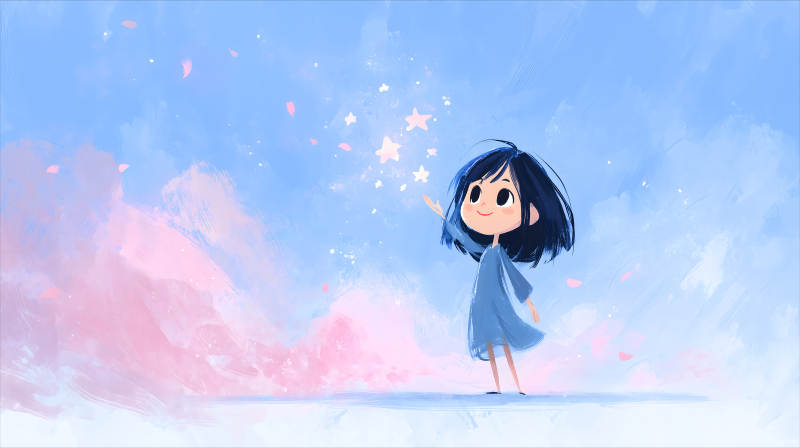 女孩与星光-图片