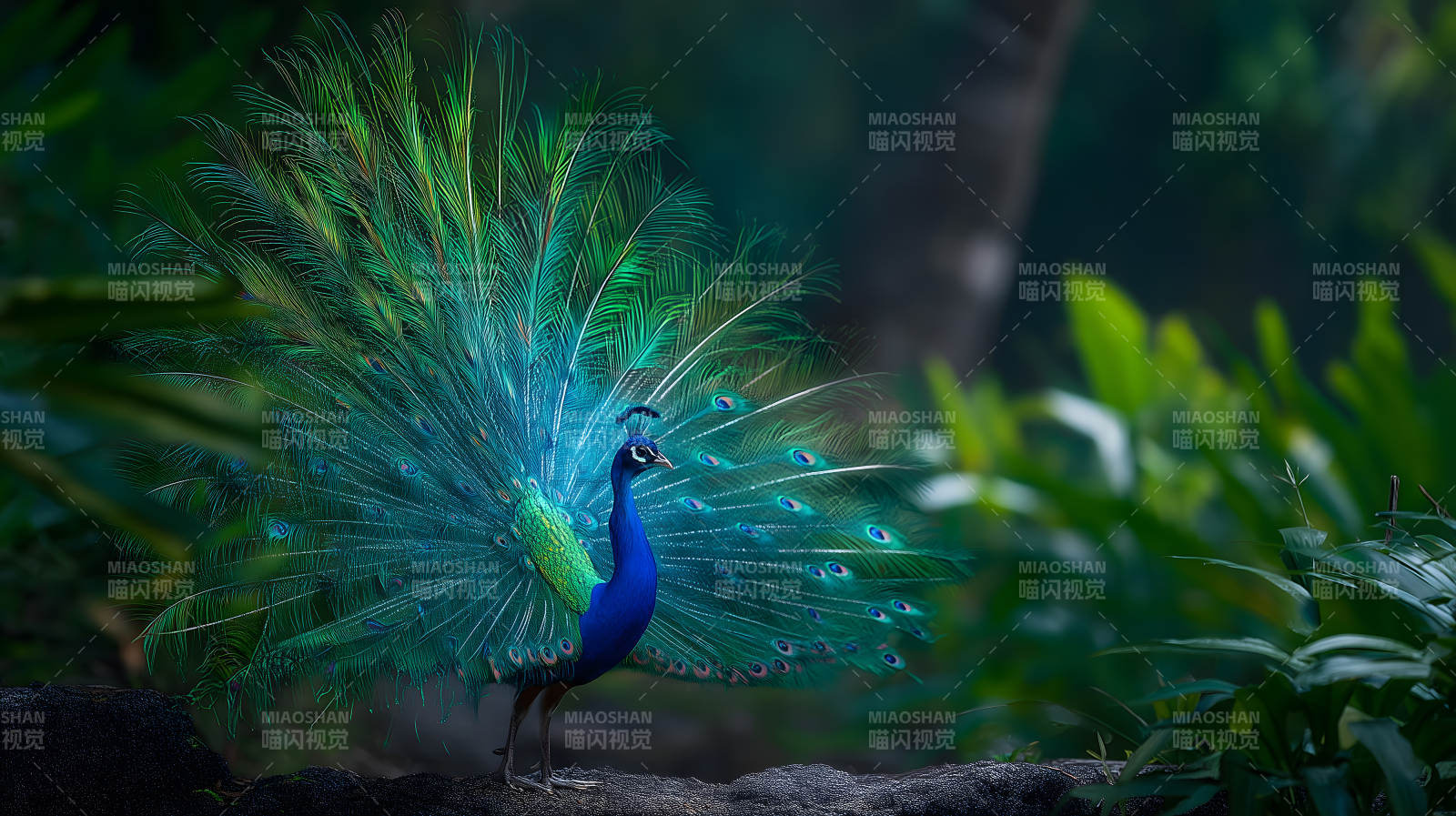 华丽的孔雀开屏展示-图片
