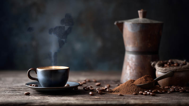 咖啡的靜物-圖片