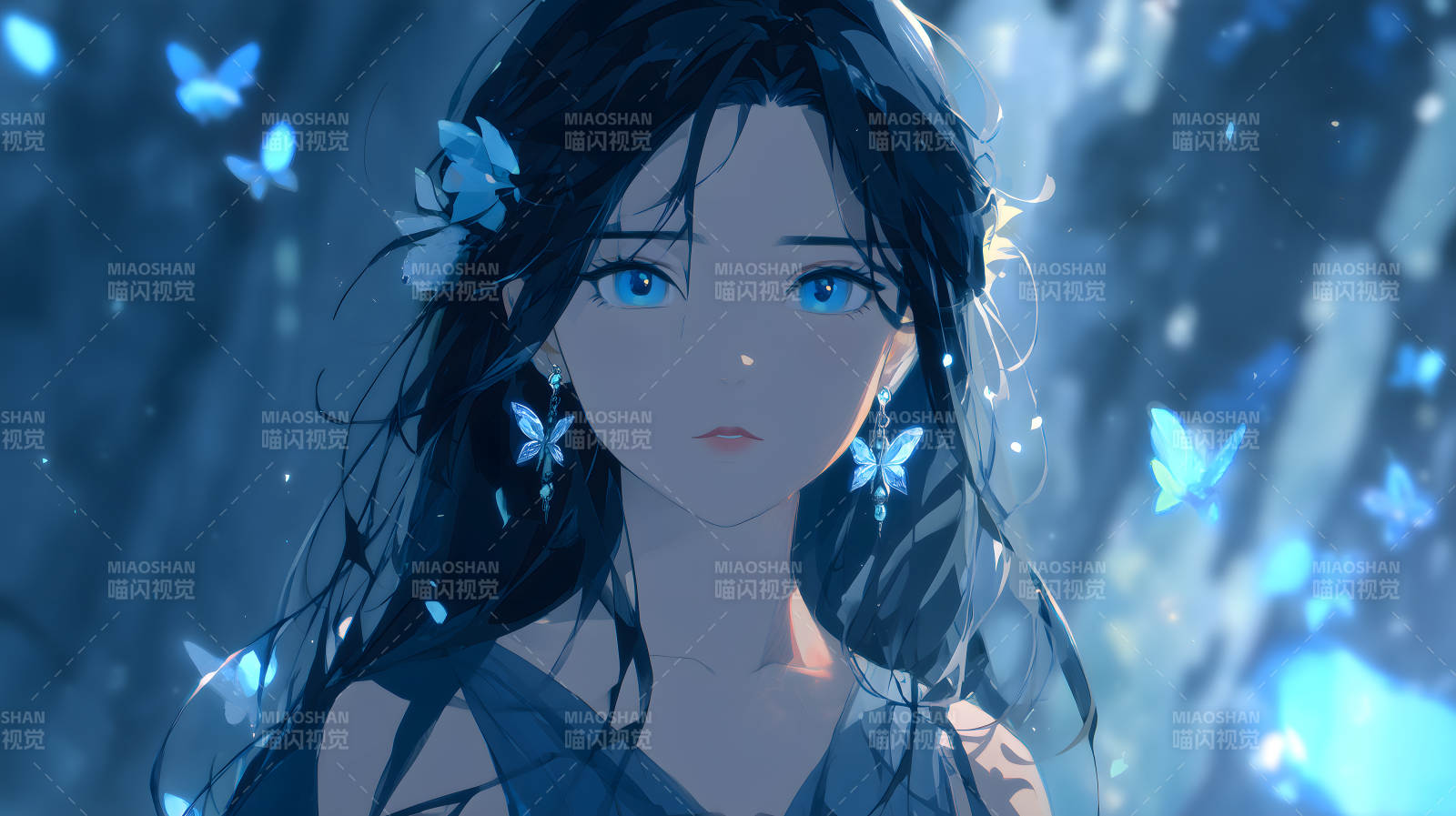 藍瞳少女與蝶-圖片