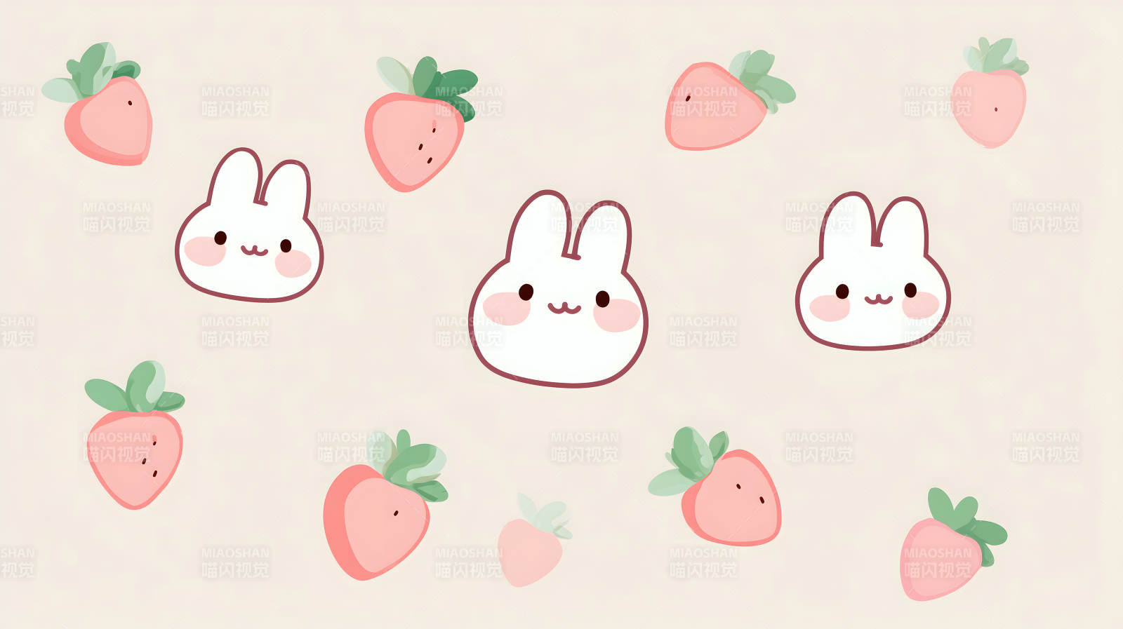 可爱兔子草莓图案-图片