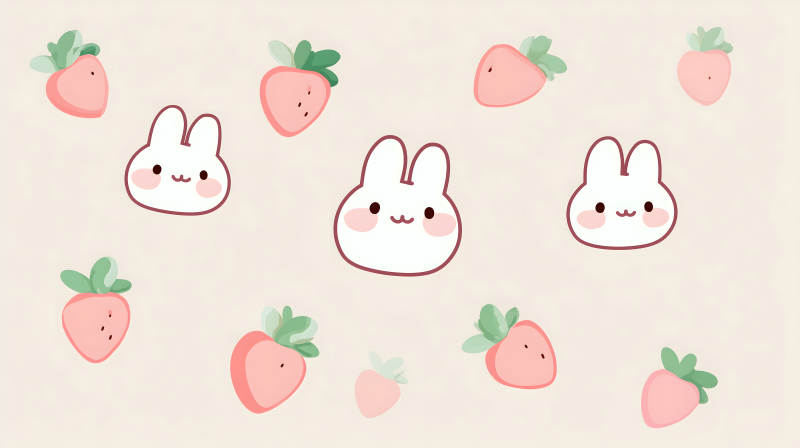 可爱兔子草莓图案-图片