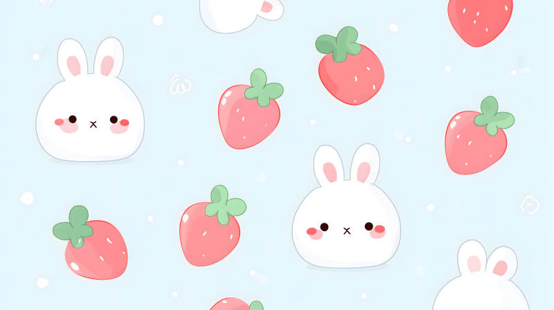 可爱兔子草莓图案-图片