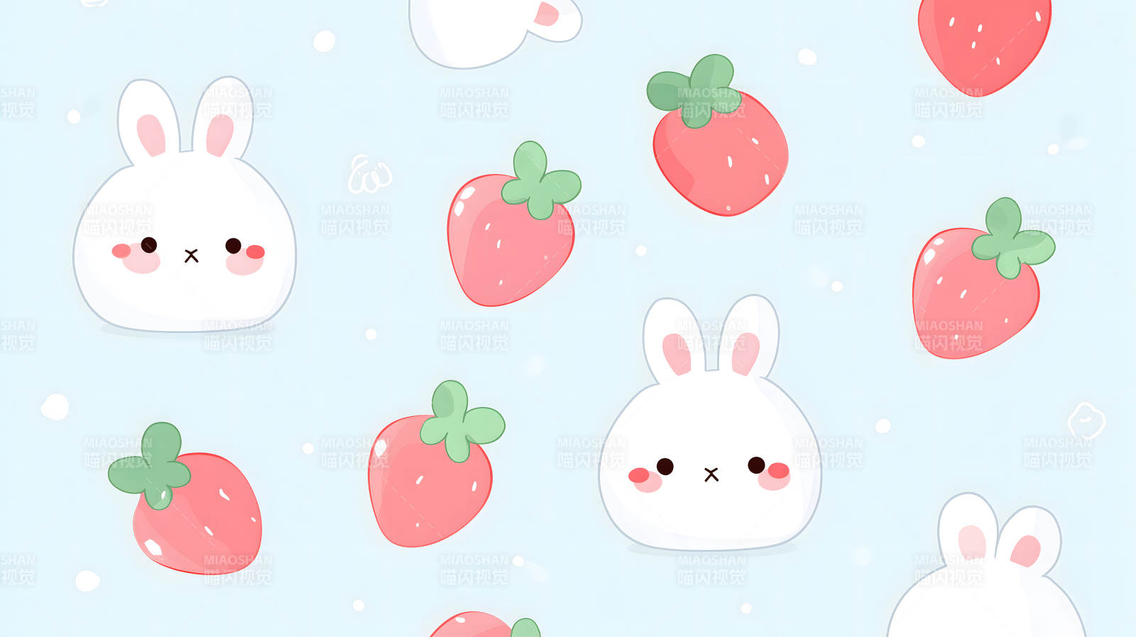 可爱兔子草莓图案-图片