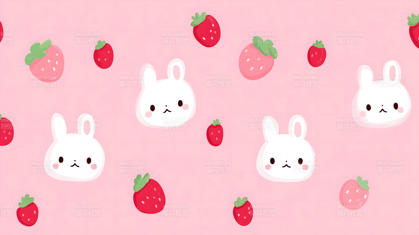 兔子草莓可爱图案-图片