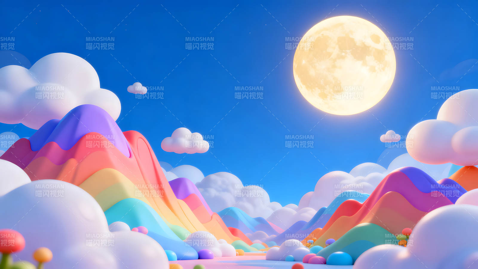 梦幻卡通风景月亮-图片