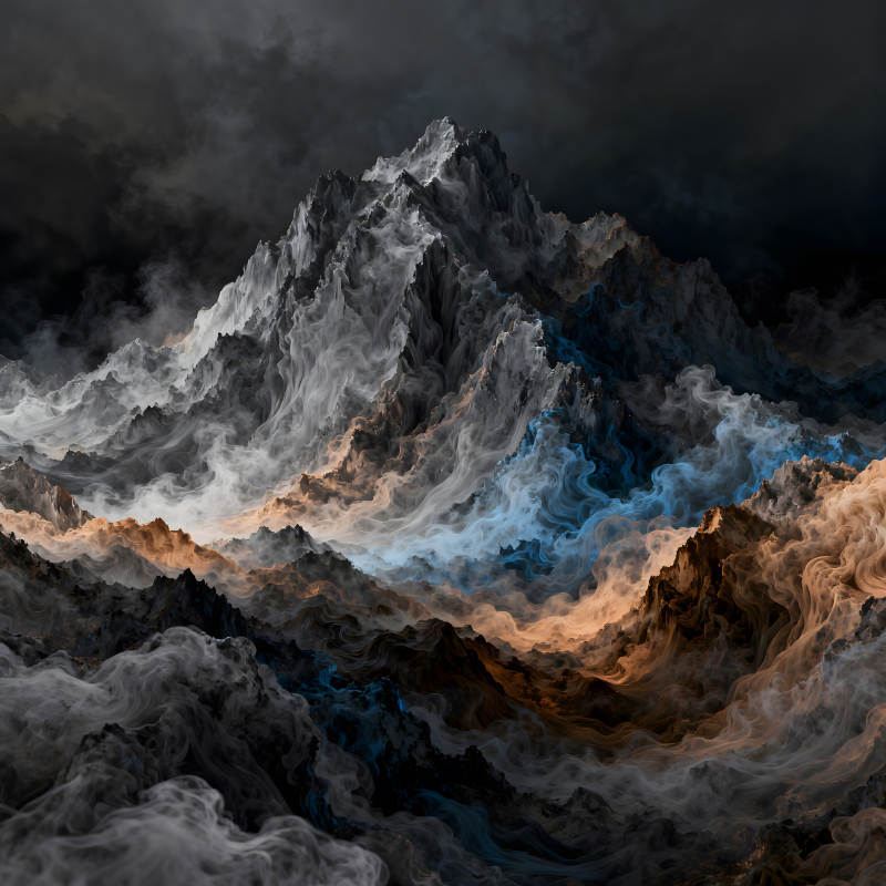 抽象山脉云雾缭绕呈现梦幻景象-图片