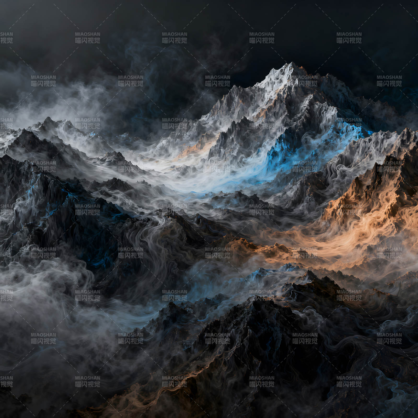 朦胧山峰与雾气缭绕的壮丽景色-图片