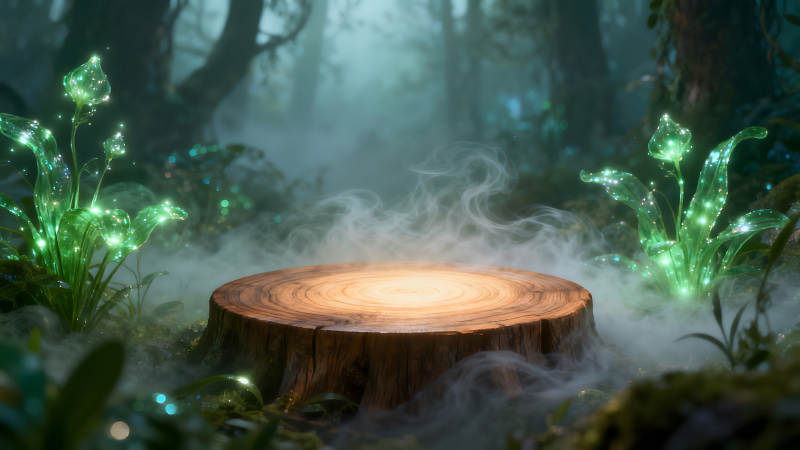 森林里的发光树桩-图片