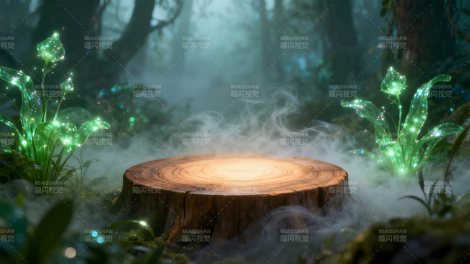 森林里的发光树桩-图片