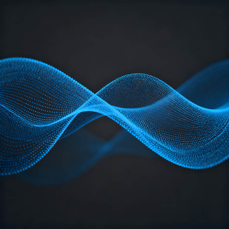 蓝色点状波浪在黑色背景中呈现-图片