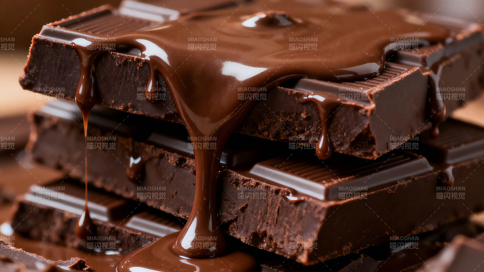 巧克力融化在巧克力块上-图片