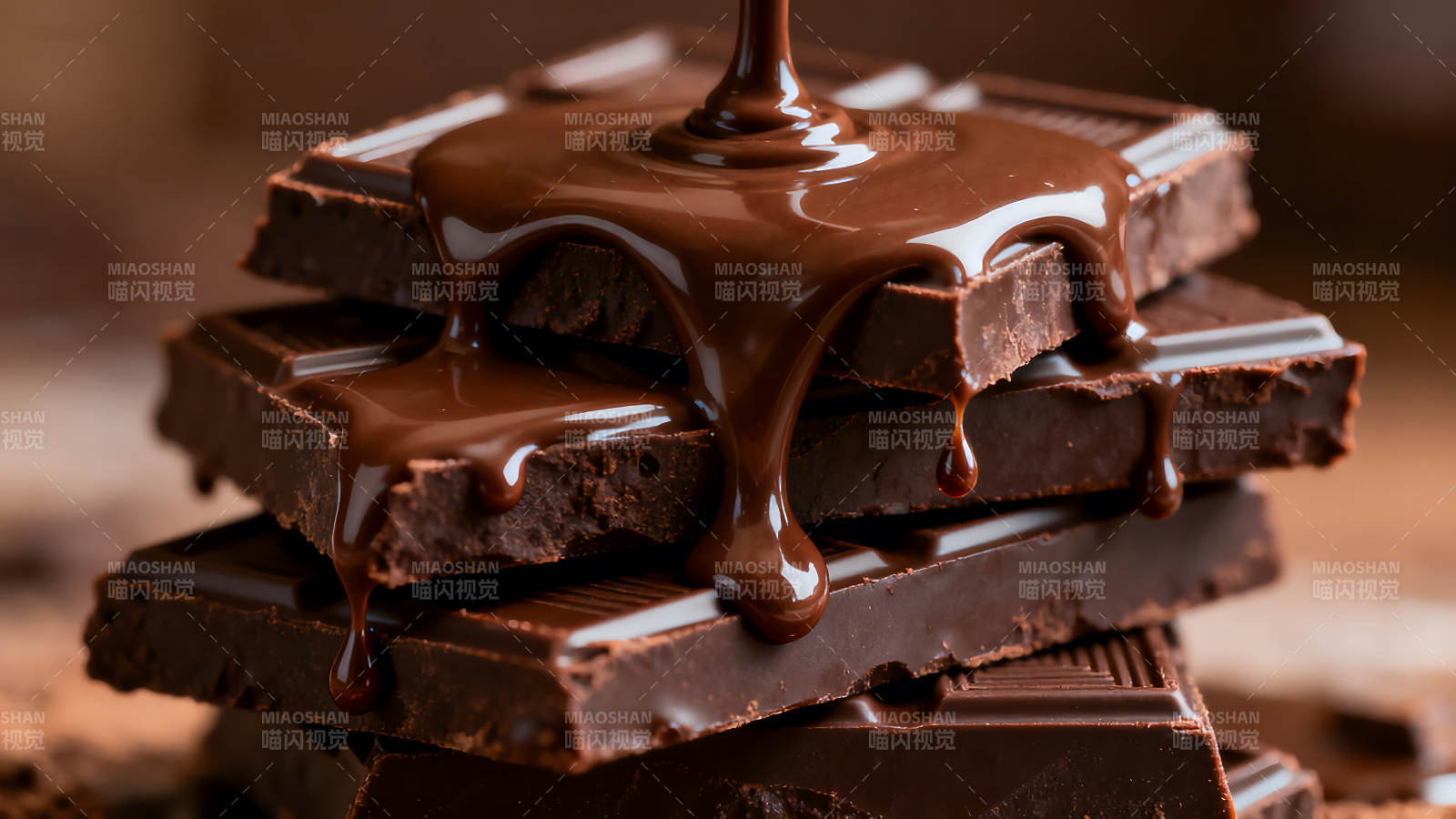 巧克力融化在巧克力块上-图片