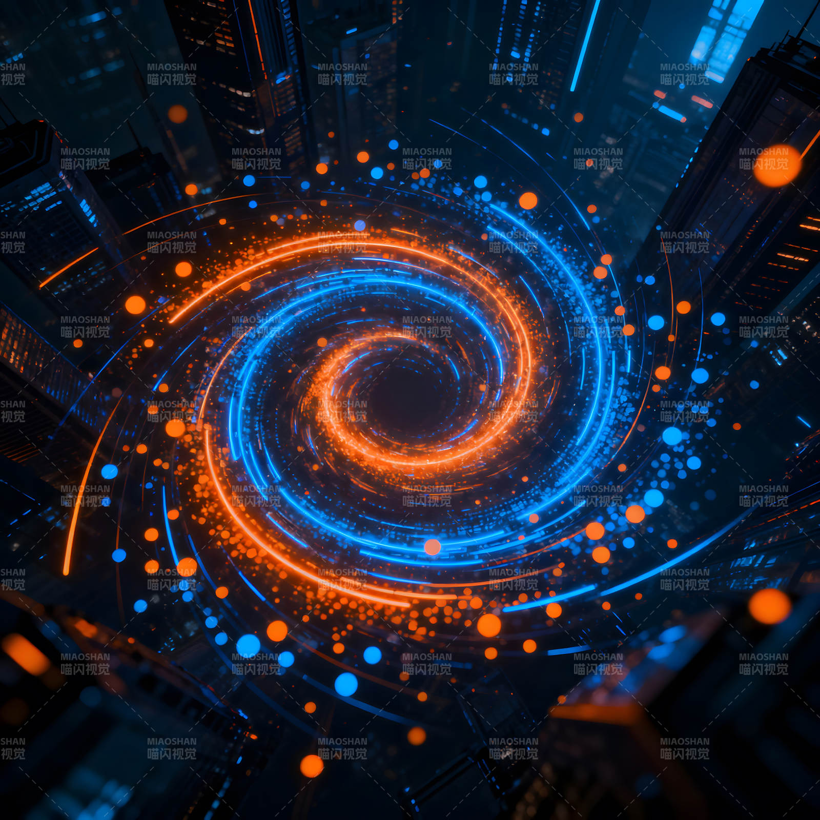 科技感十足的城市漩涡-图片