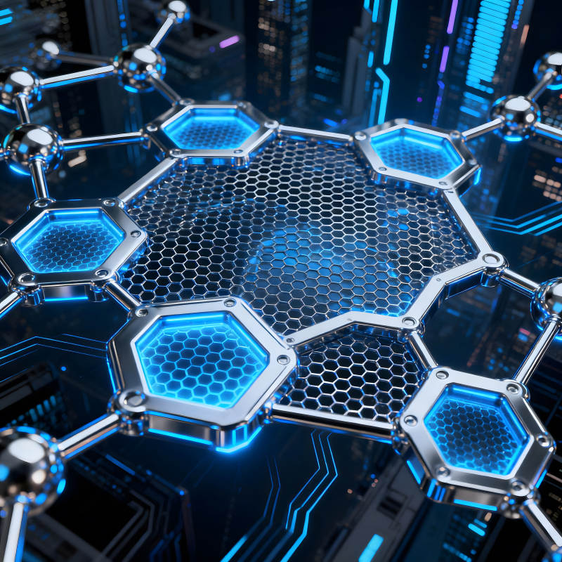 科技感十足的蓝色蜂窝结构-图片