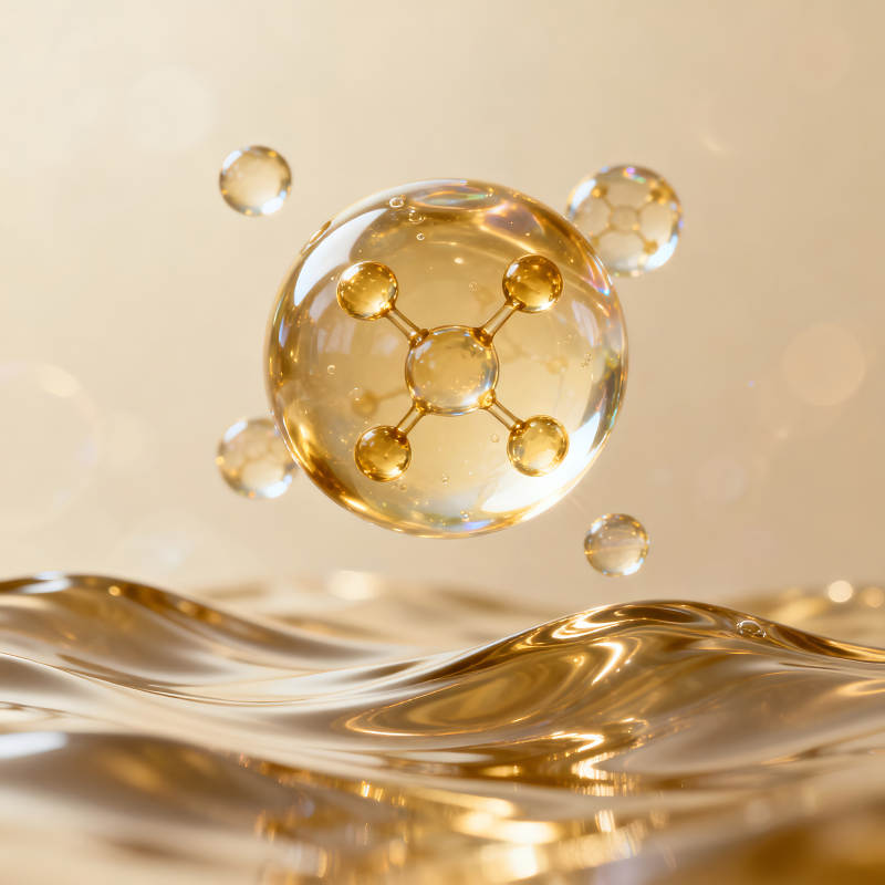 分子结构液滴金色背景-图片