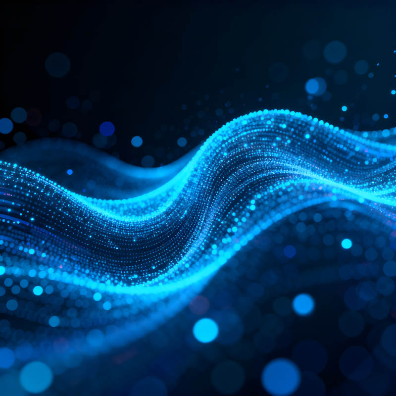 藍色光點形成流線波光粼粼的抽象背景-圖片