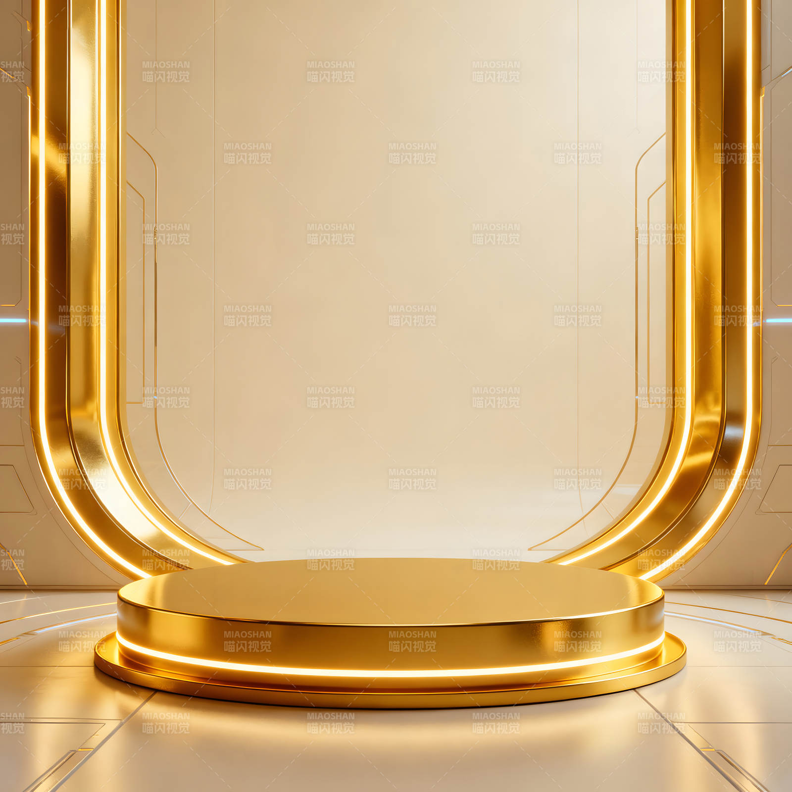 金色未来主义展台-图片