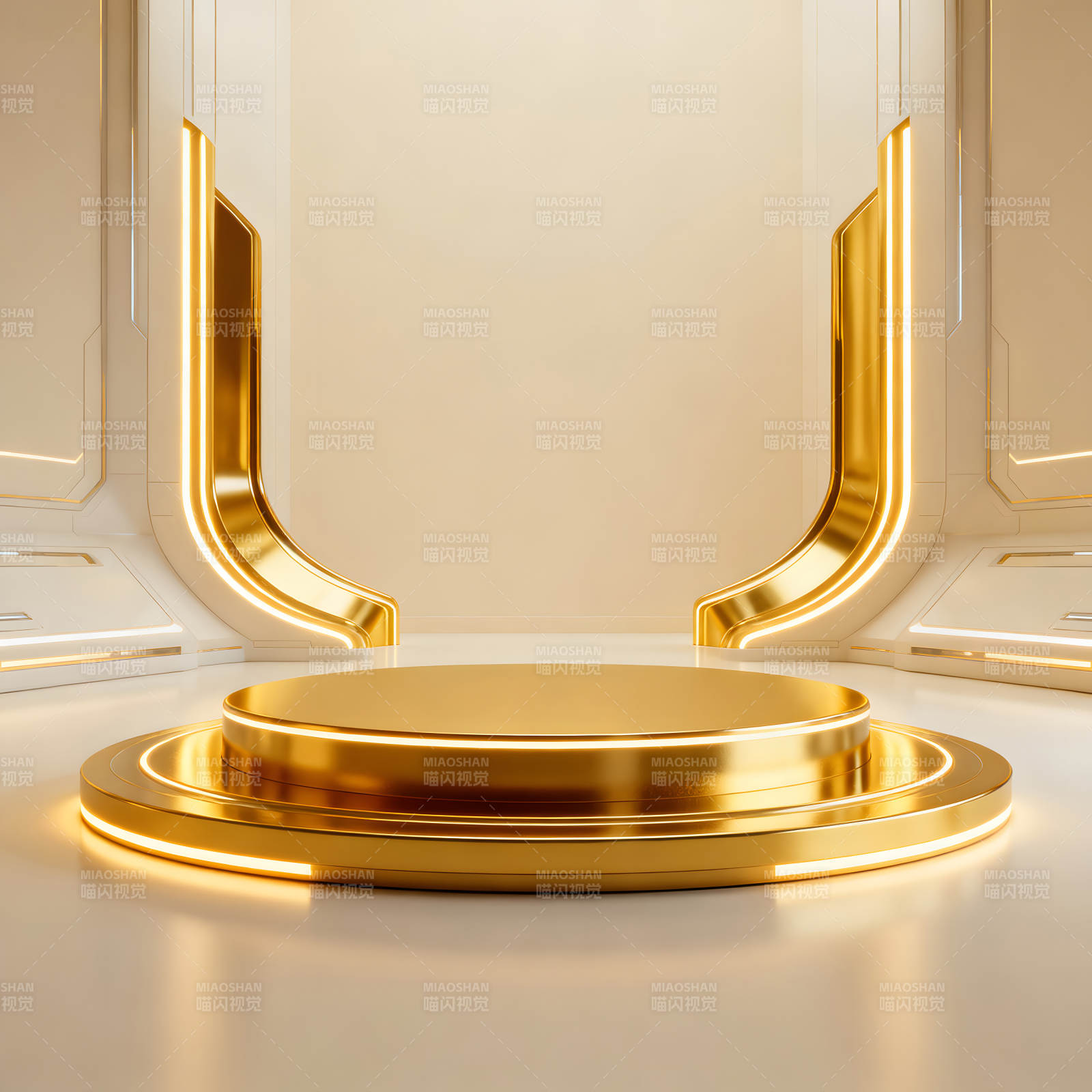 金色未来主义展示台-图片