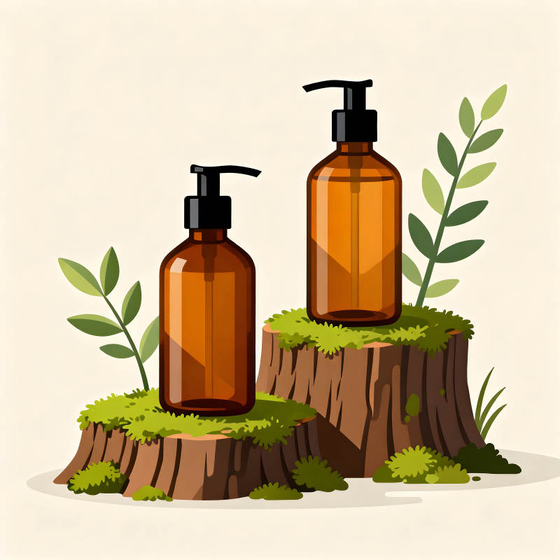 棕色瓶子绿色植物装饰-图片