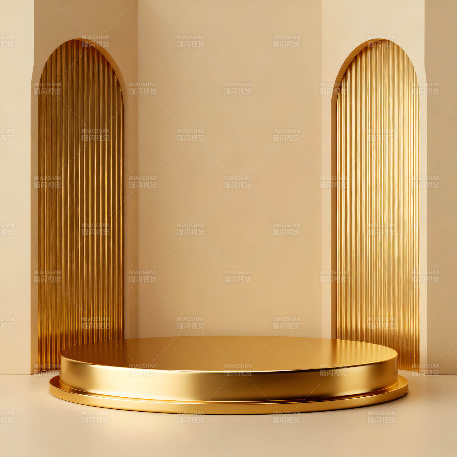 金色底座拱門簡約展示空間圖片