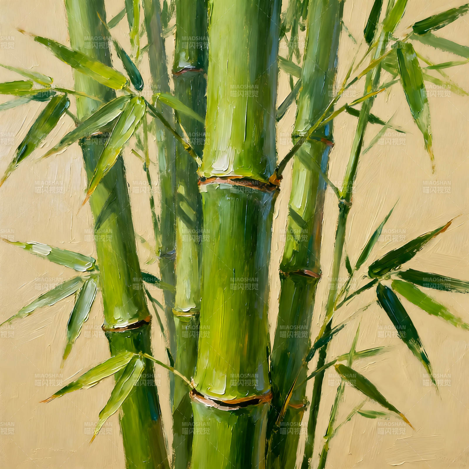 竹林画作翠绿盎然生机勃勃-图片